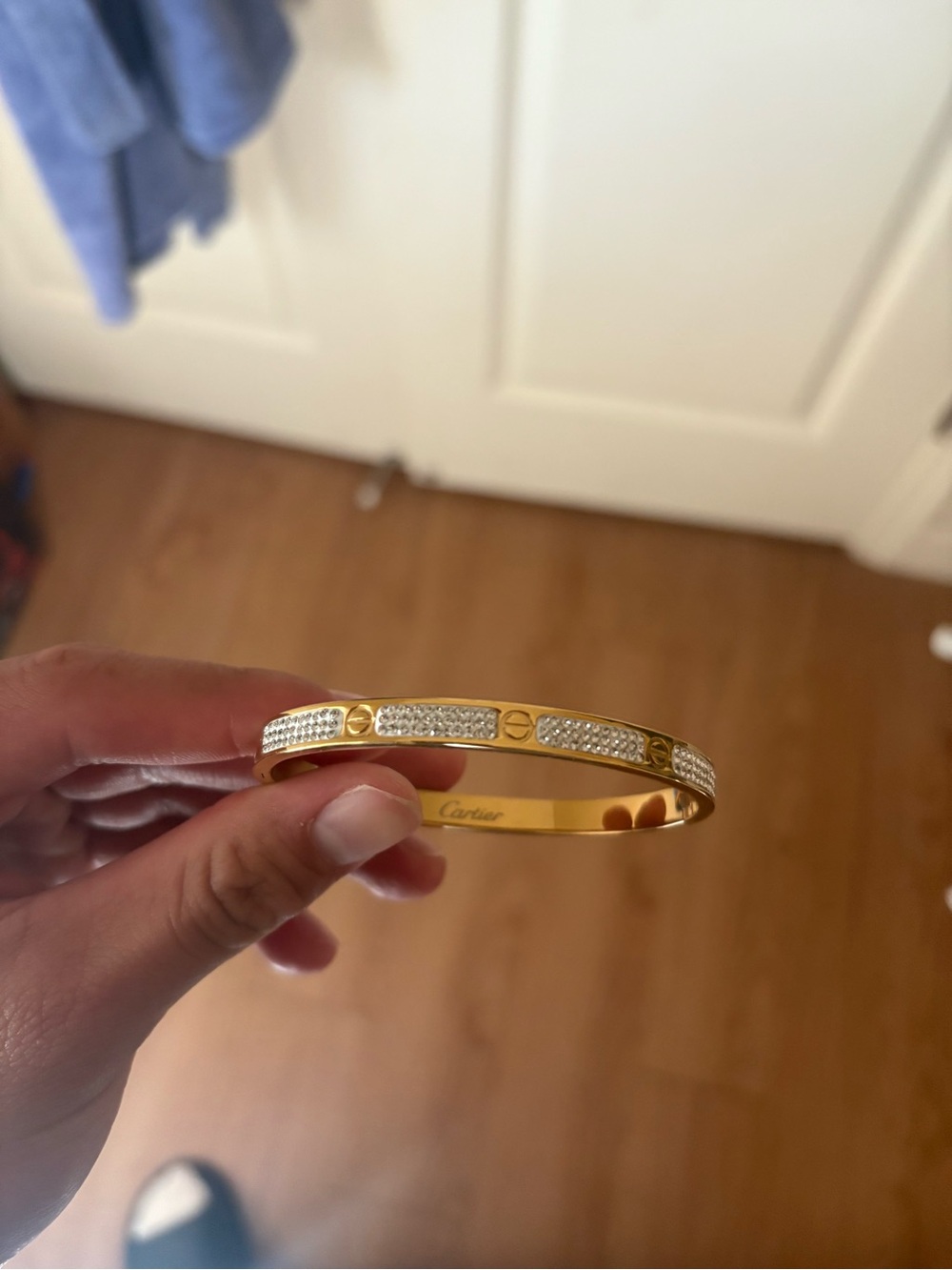 Gold Pave Screw-Detail Bangle